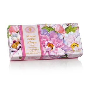 PEONIA - Zestaw tłoczonych mydeł 3x125 gram